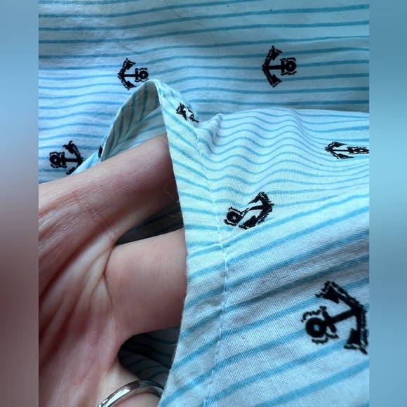 Y2K Urban Outfitters Anchor Print Dress Nautical Blue Striped Button-Up Dress XS - Picture 15 of 15